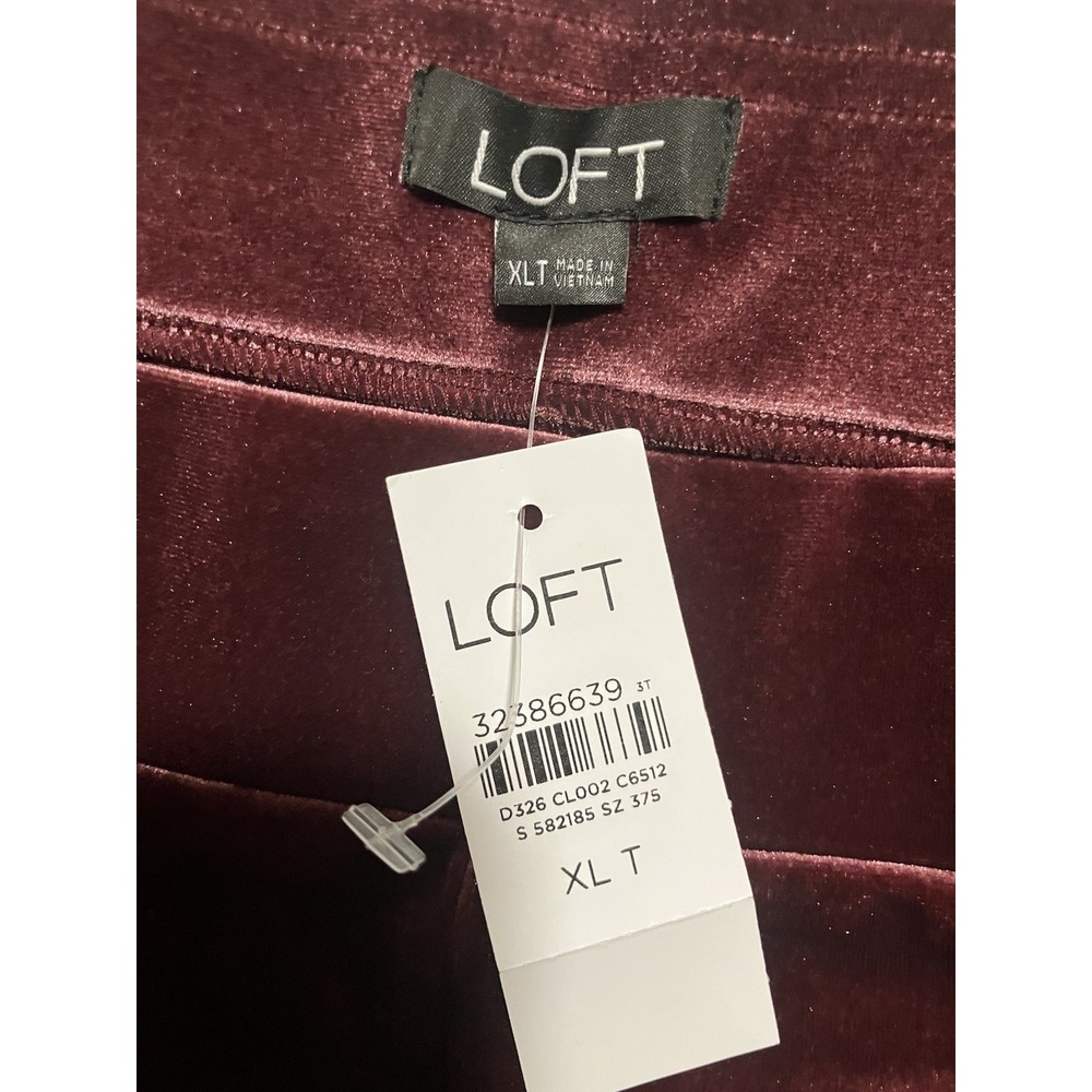 NWT Velvet Dressy Wide Leg Pants Lounge Party‎ Burgundy Pull On Loft  XL  TALL - Picture 3 of 8